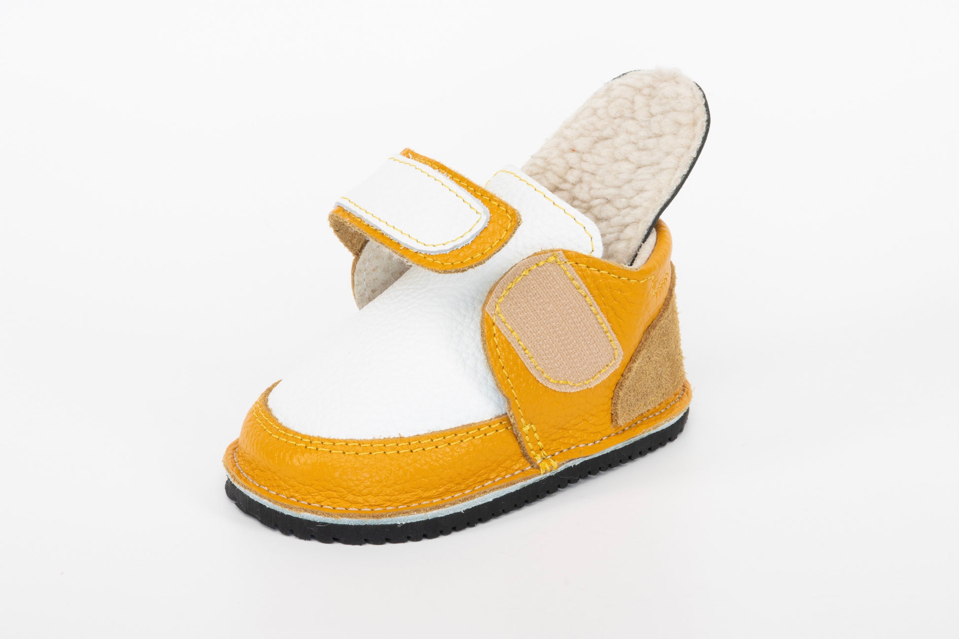 White/Yellow Barefoot Kids Boots